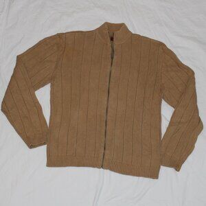 Guess Brand Camel/Tan Full Front Zippered/Zip Up Cardigan Sweater Size Large